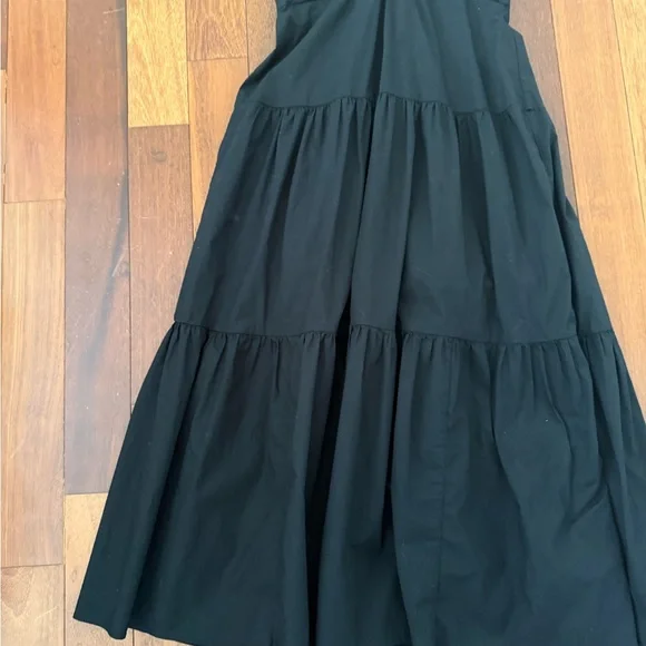 Club Monaco | Black Puff-Sleeve V-Neck Midi Dress Size 6 - Picture 6 of 6